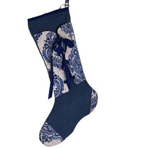 One of Kind Unique Corset Denim Christmas Stockings